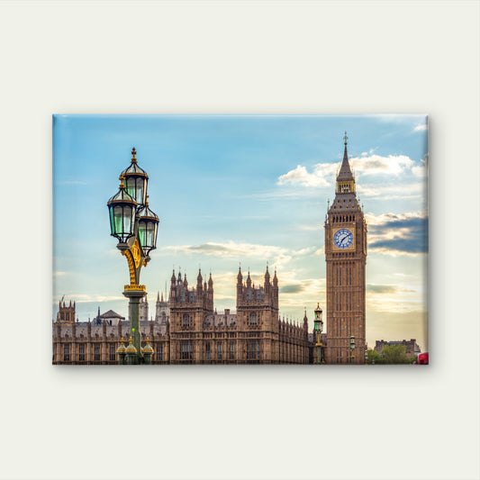 Big Ben Tower and Street Lamp Westminster Bridge Sunset London Wall Art Decor 100% Australian Made