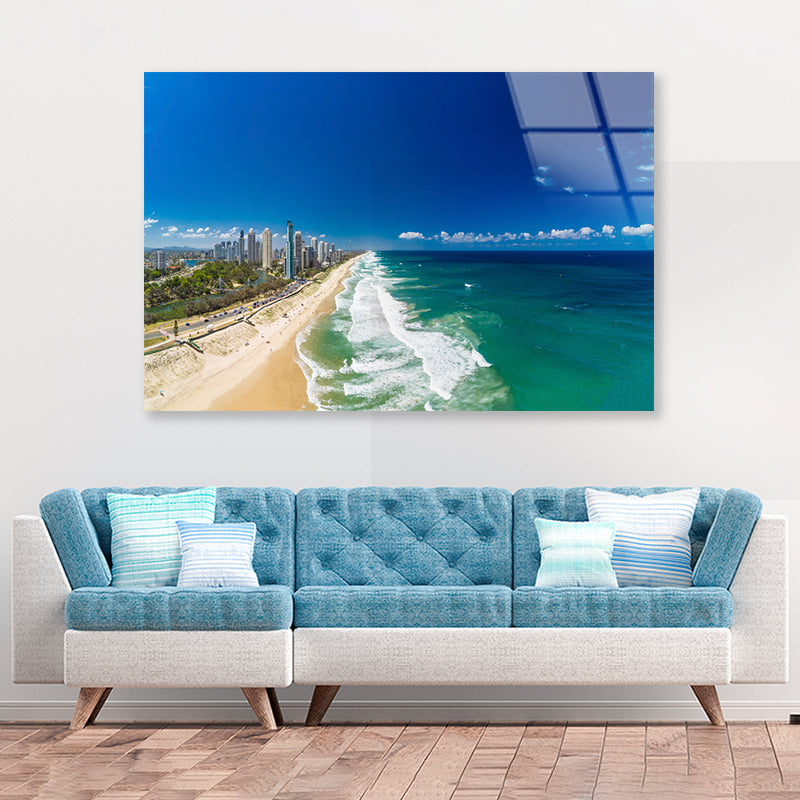 Surfers Paradise Beach Seashore Acrylic Glass Print Tempered Glass Wall Art 100% Made in Australia Ready to Hang