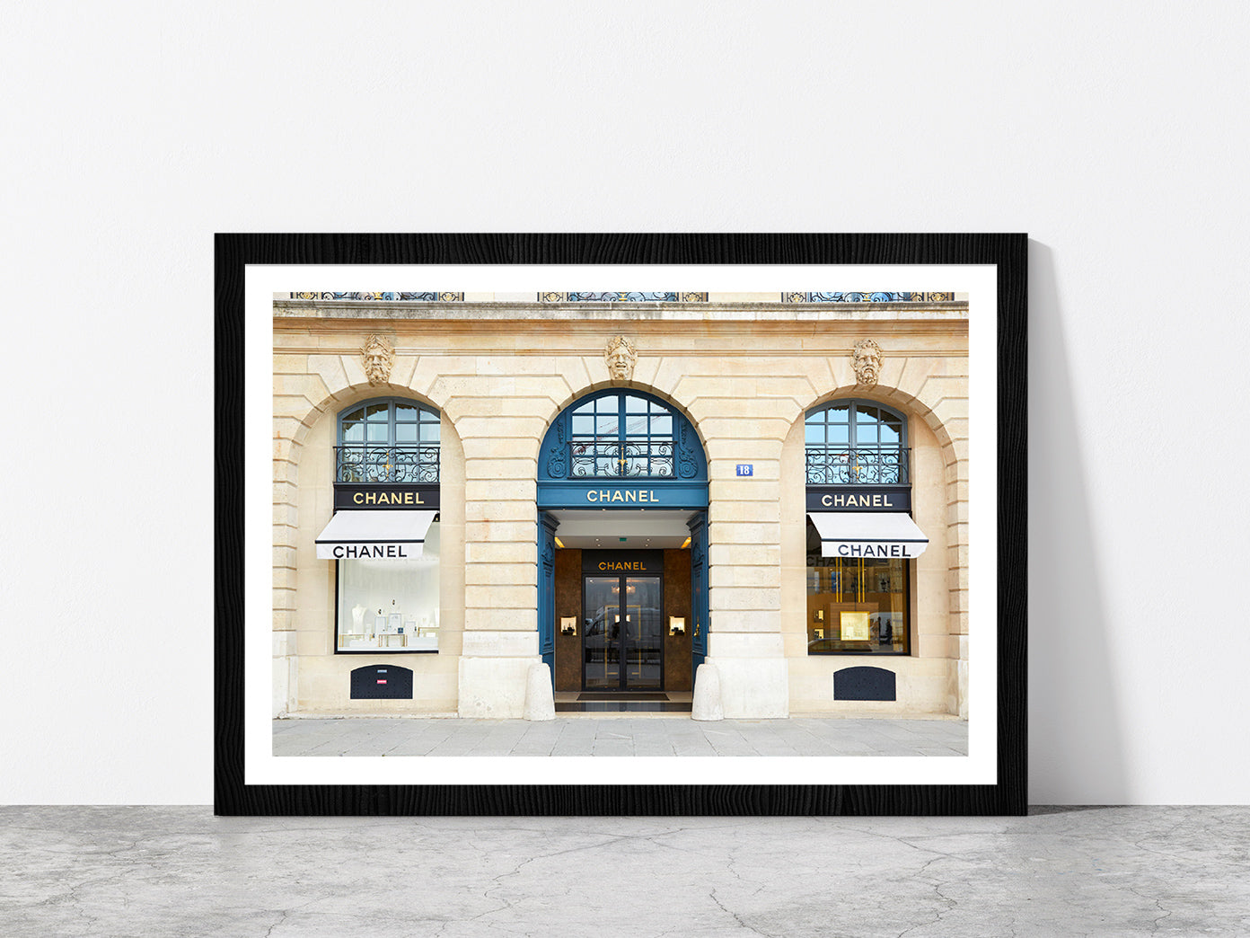 Fashion Stire in Vendome in Paris Photograph Glass Framed Wall Art, Ready to Hang Quality Print With White Border Black