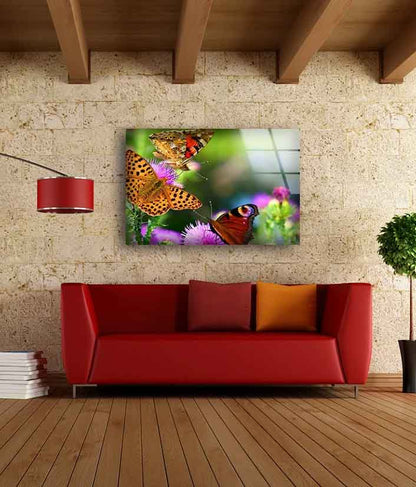 Butterflies on Flowers UV Direct Aluminum Print Australian Made Quality