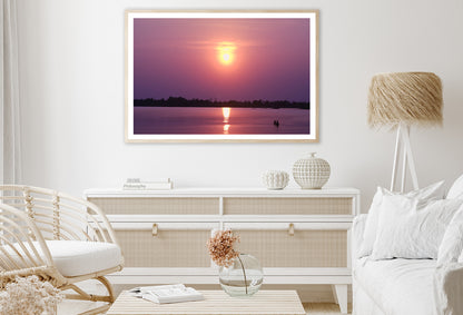 Scenery Of Along the Lake Has an Orange Sky & Sunset Home Decor Premium Quality Poster Print Choose Your Sizes