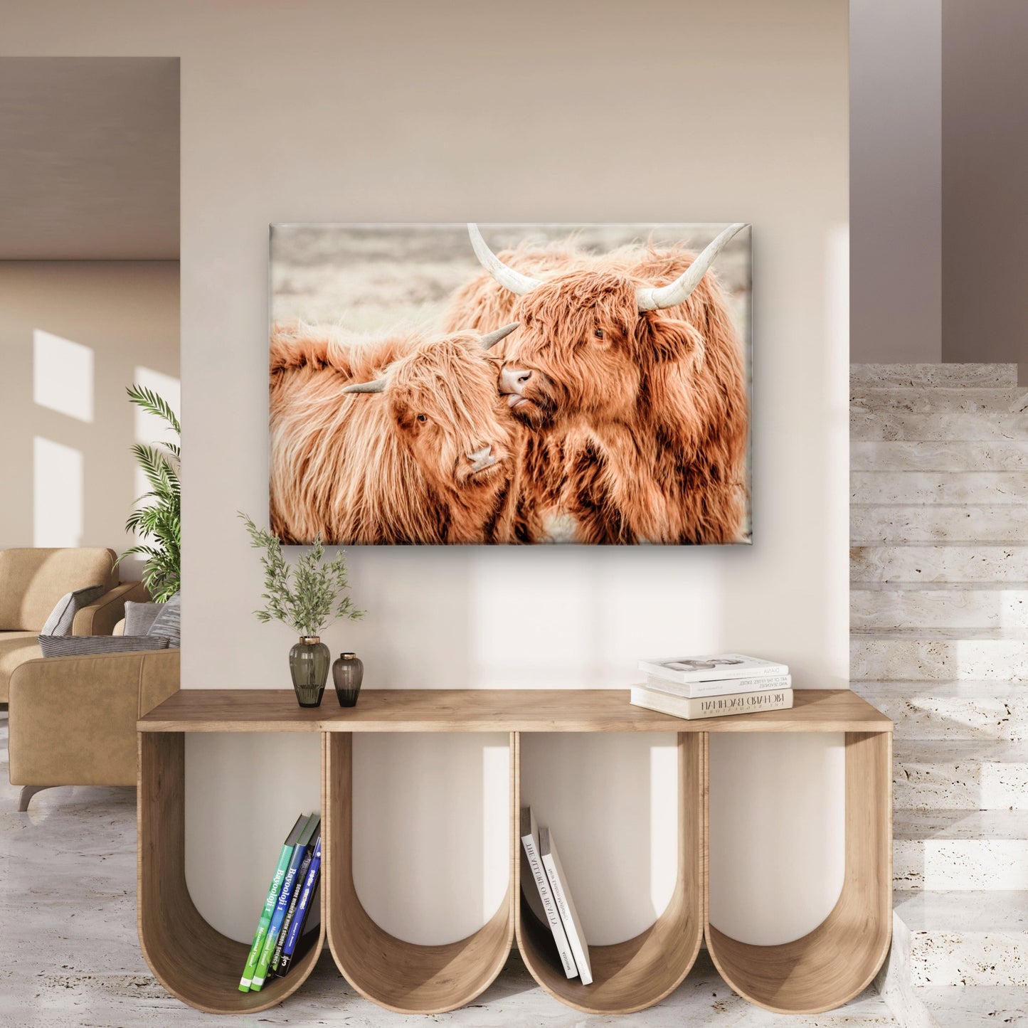 Rustic Farmhouse Pair of Scottish Highland Cow Wall Art Decor 100% Australian Made
