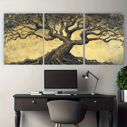 3pcs Tree of Life Earthy Toned Pastel Metal Print Ready to Hang Art