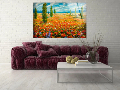 Flower Field Painting UV Direct Aluminum Print Australian Made Quality