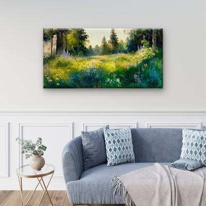 Sunny Summer Flower Field Wall Art Canvas Office Home Room Framed 120x60cm