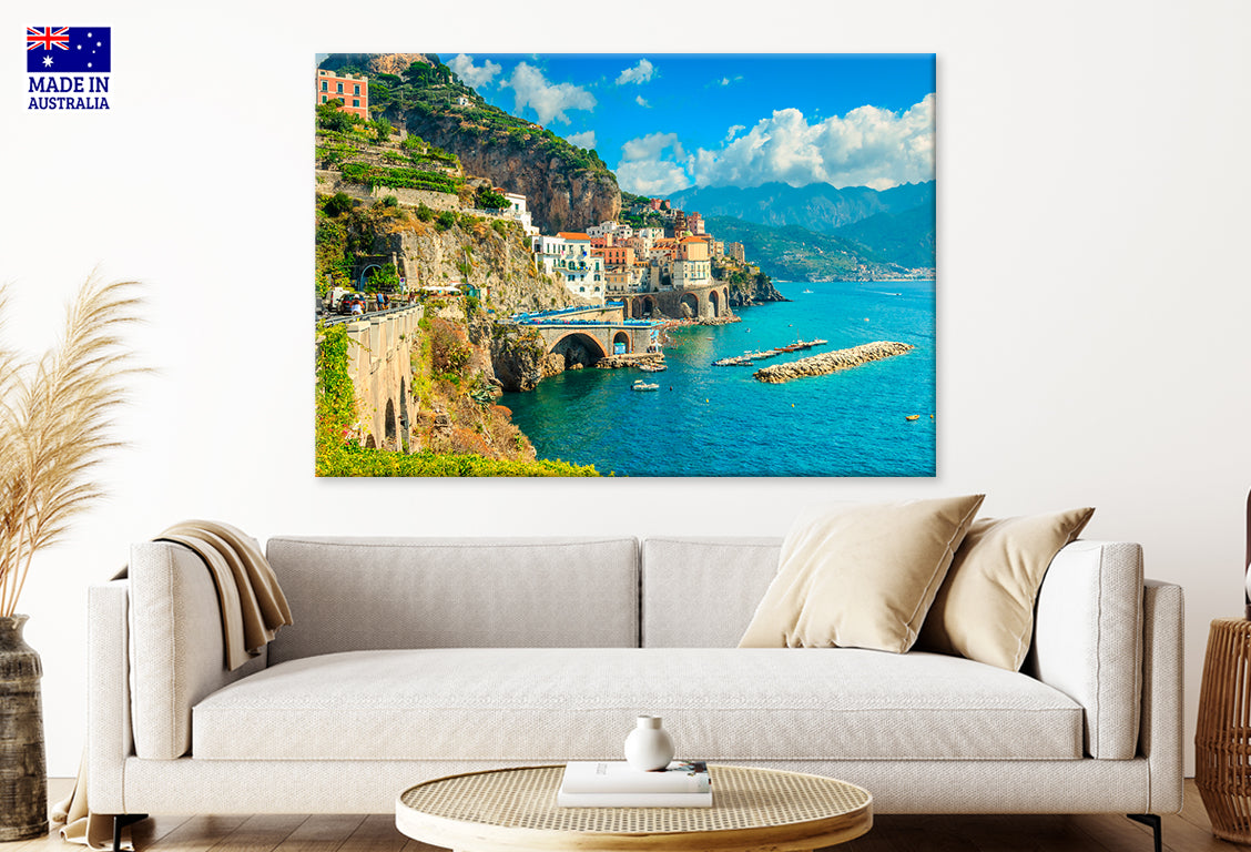 Beautiful Bay and Resort of Amalfi Italy Europe Wall Art Decor 100% Australian Made