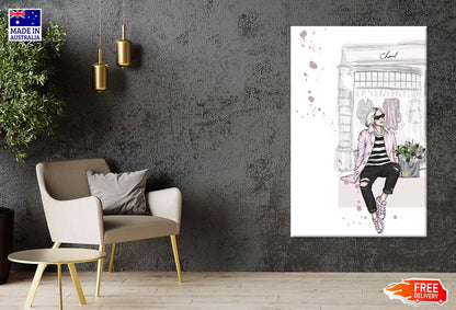 Fashion Girl with Bag Fashion Store Art Print 100% Australian Made