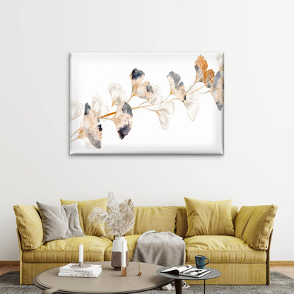 Minimalist Ginkgo Leaf Painting Modern Gold Botanical Wall Art Decor 100% Australian Made