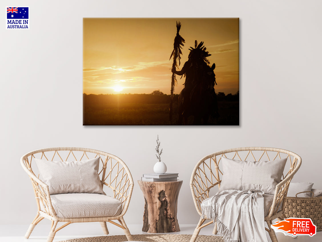 American Indian Tribe with Sunset Print 100% Australian Made