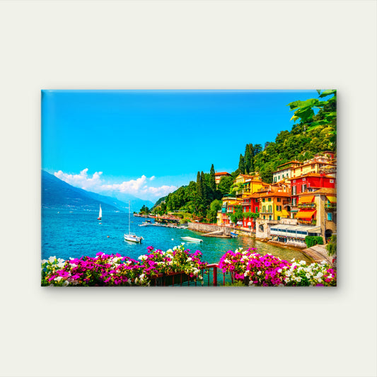 Beautiful lakeside view of colorful Varenna village, Italy Wall Art Decor 100% Australian Made