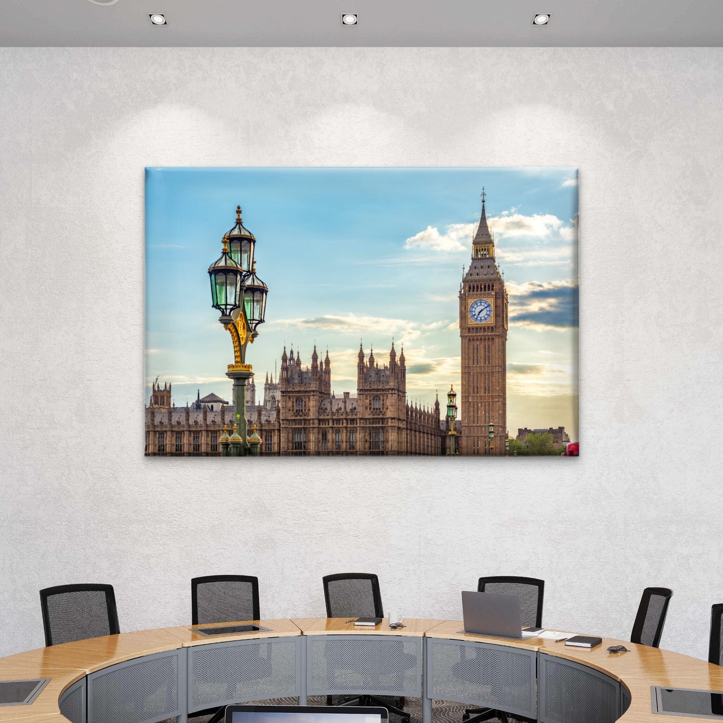 Big Ben Tower and Street Lamp Westminster Bridge Sunset London Wall Art Decor 100% Australian Made