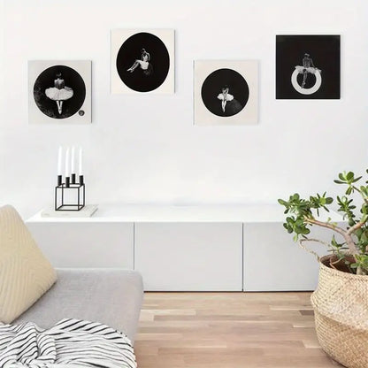 4pcs Black & White Balle Dancer Wall Art Canvas Framed