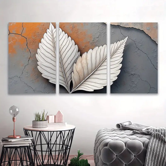 3pcs Leaf Botanical Nature Theme Print Wall Art Set Canvas Framed 60x90cm - High Quality Print 100% Australian Made Wall Canvas Ready to Hang