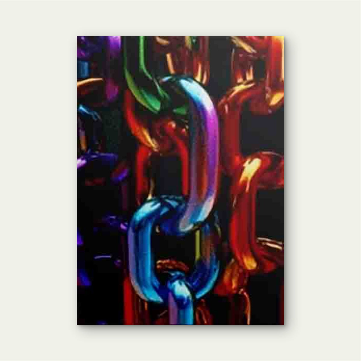 Colorful Metallic Chains 60x90cm Metal Print Ready to Hang