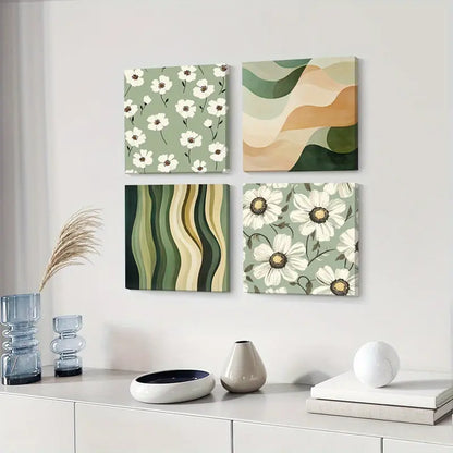 4pcs Garden Green Trees Wall Decor GG  Wall Art Canvas Framed