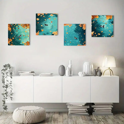 4pcs Ducks In the Lake DL   Wall Art Canvas Framed
