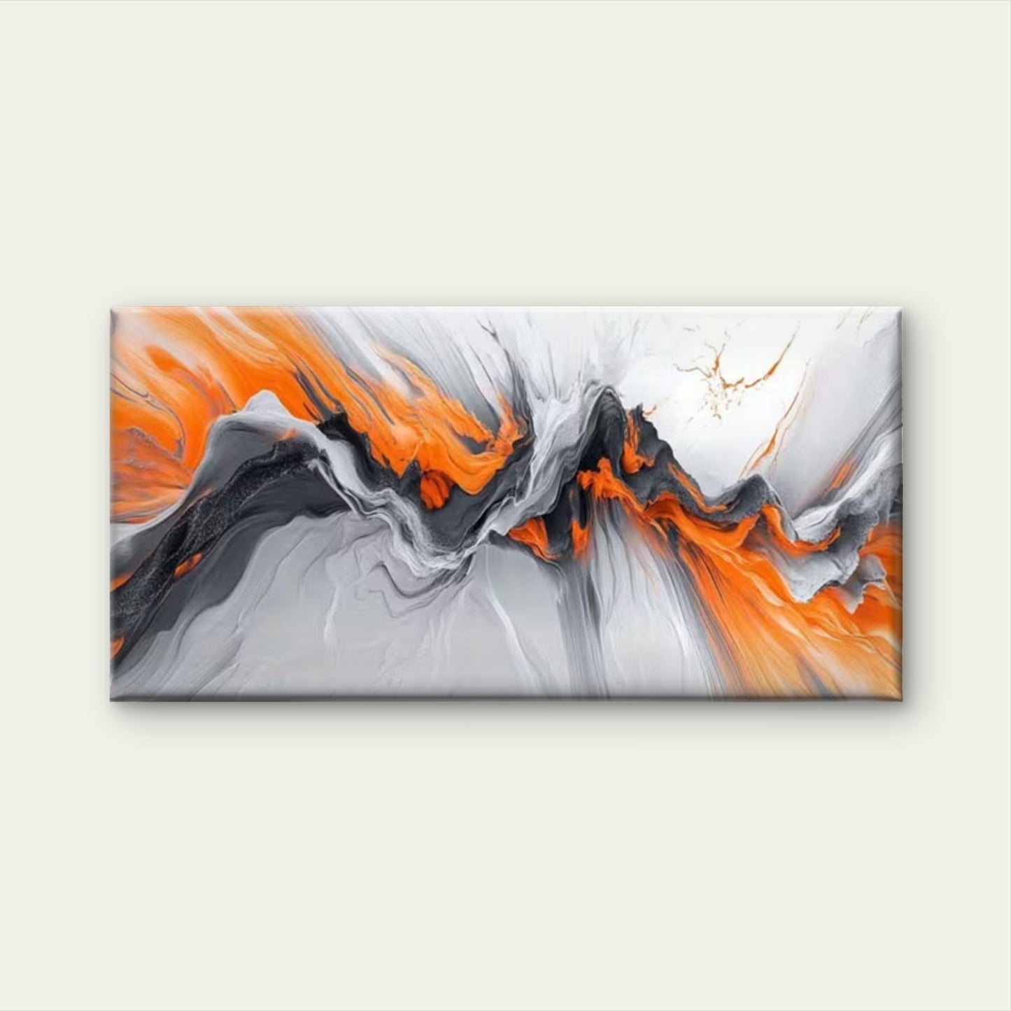 Lava Flow Orange Grey Wall Art Canvas Office Home Room Framed 120x60cm