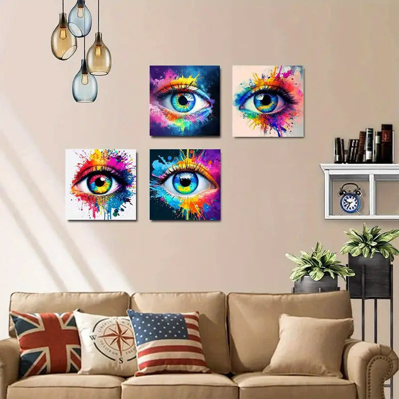 4pcs  Painting Prints with Eye Designs  FG     Wall Art Canvas Framed