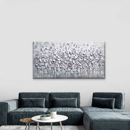 Abstract Silvery Trees Wall Art Canvas Office Home Room Framed 120x60cm