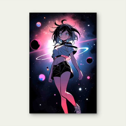 Celestial Anime Girl In Space 40x60cm Metal Print Ready to Hang