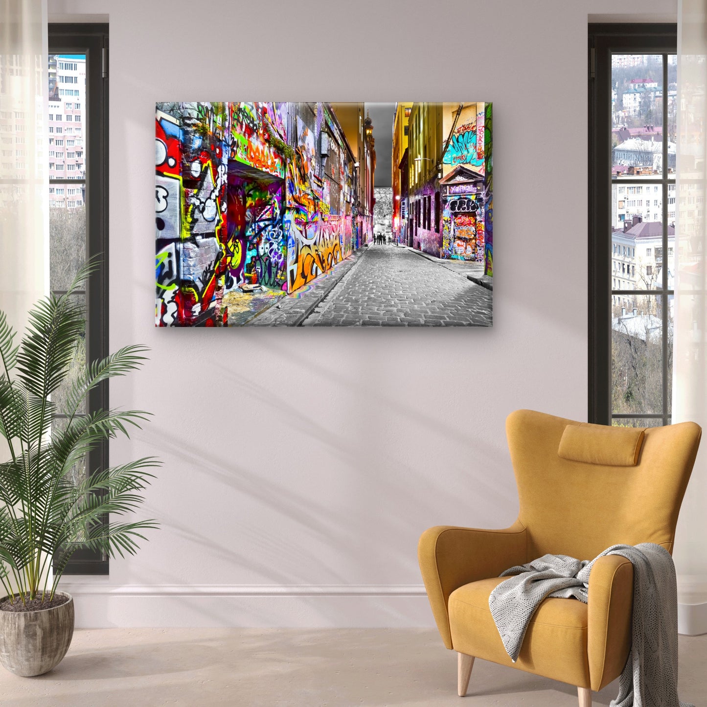 Modern Graffiti Night Street Painting Wall Art Decor 100% Australian Made
