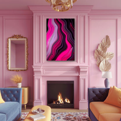 Mesmerizing Marble Effect with Flowing Colors 60x90cm Metal Print Ready to Hang