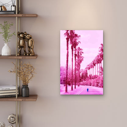 Pink Paradise Palm Promenade Metal Print Ready to Hang