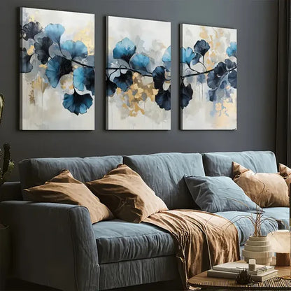 3pcs Modern Minimalist Abstract Leaf Art Flowers Wall Art Set Canvas Unframed - High Quality Print 100% Australian Made Wall Canvas