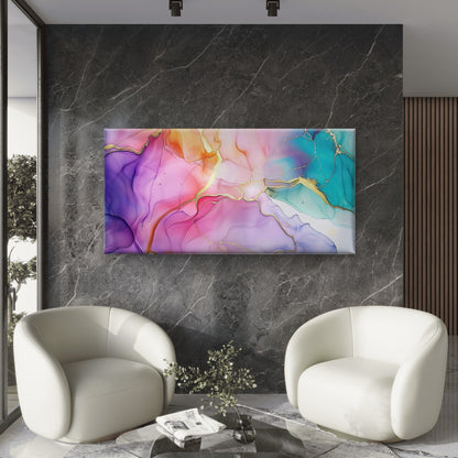 Marble Ink Texture Abstract Wall Art Canvas Office Home Room Framed 120x60cm