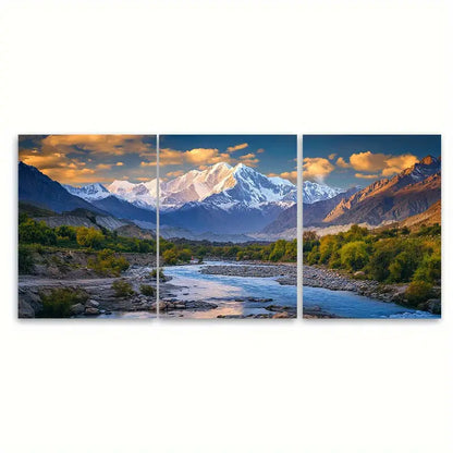 3pcs Pakistan Himalayan Valley Travel Wall Art Set Canvas Framed 60x90cm - High Quality Print 100% Australian Made Wall Canvas Ready to Hang