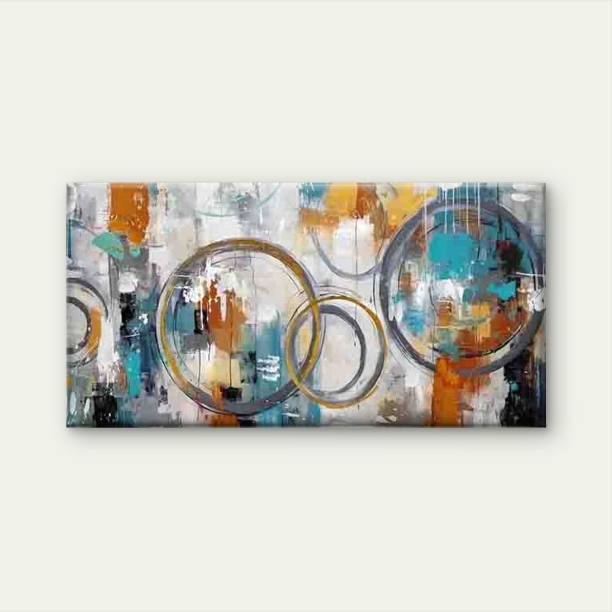 Featuring Circles And Dots Wall Art Canvas Office Home Room Framed 120x60cm