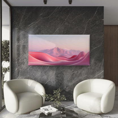 Pink Mountains at Sunset Wall Art Canvas Office Home Room Framed 120x60cm