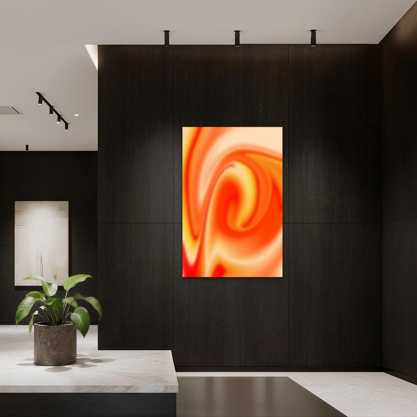 Vibrant Abstract Swirl of Warm Colors 40x60cm Metal Print Ready to Hang