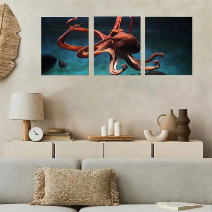3pcs Common OctopusSealife Animal Metal Print Ready to Hang Art