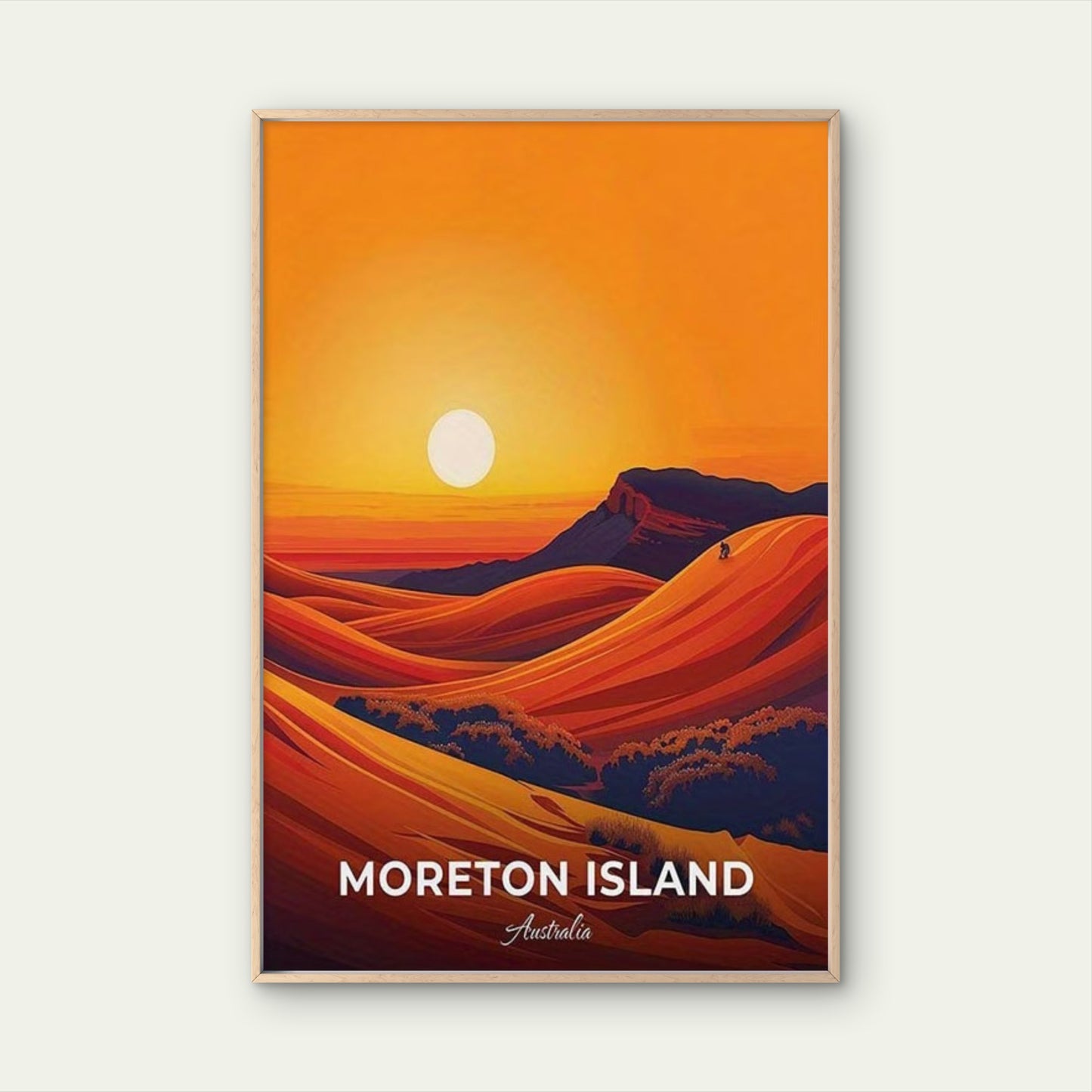 Moreton Island Sunset Sand Dunes Australia Travel Poster Print Wall Art