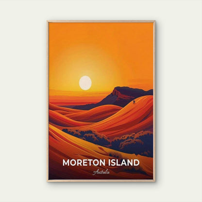 Moreton Island Sunset Sand Dunes Australia Travel Poster Print Wall Art