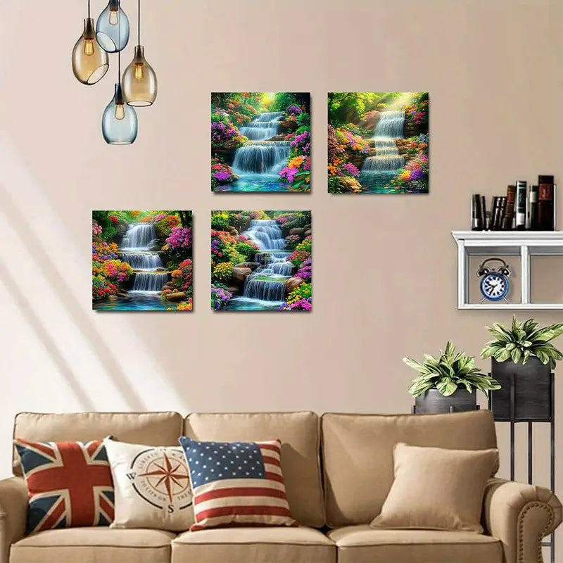 4pcs Vibrant Floral Nature Scene NS  Wall Art Canvas Framed