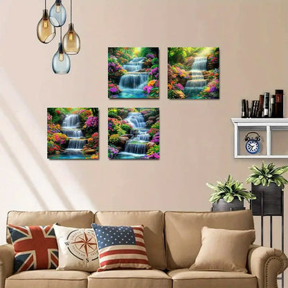 4pcs Vibrant Floral Nature Scene NS  Wall Art Canvas Framed