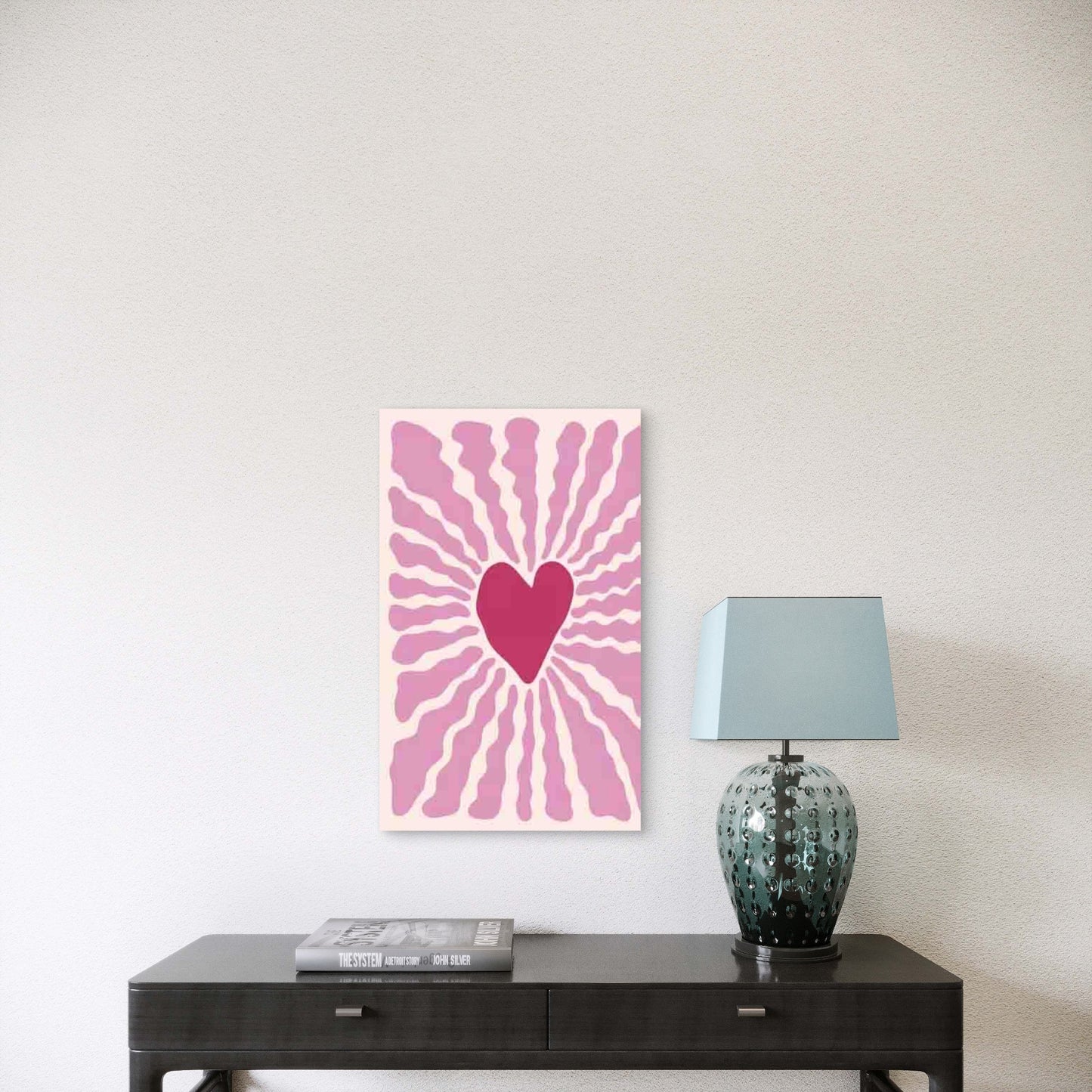 Pink Gradient Heart Metal Print Ready to Hang