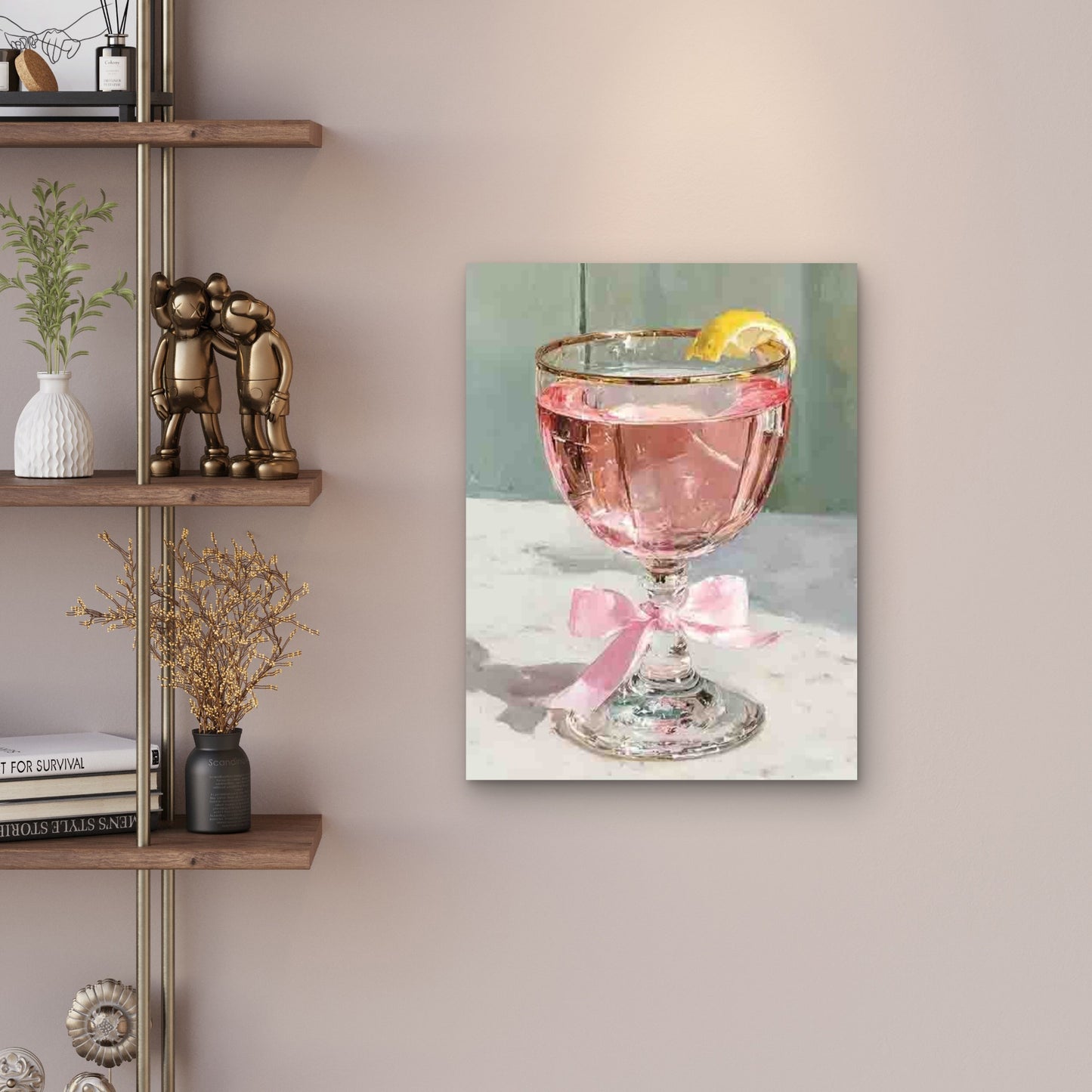 Pink Martini Cocktail Glass 60x90cm Metal Print Ready to Hang