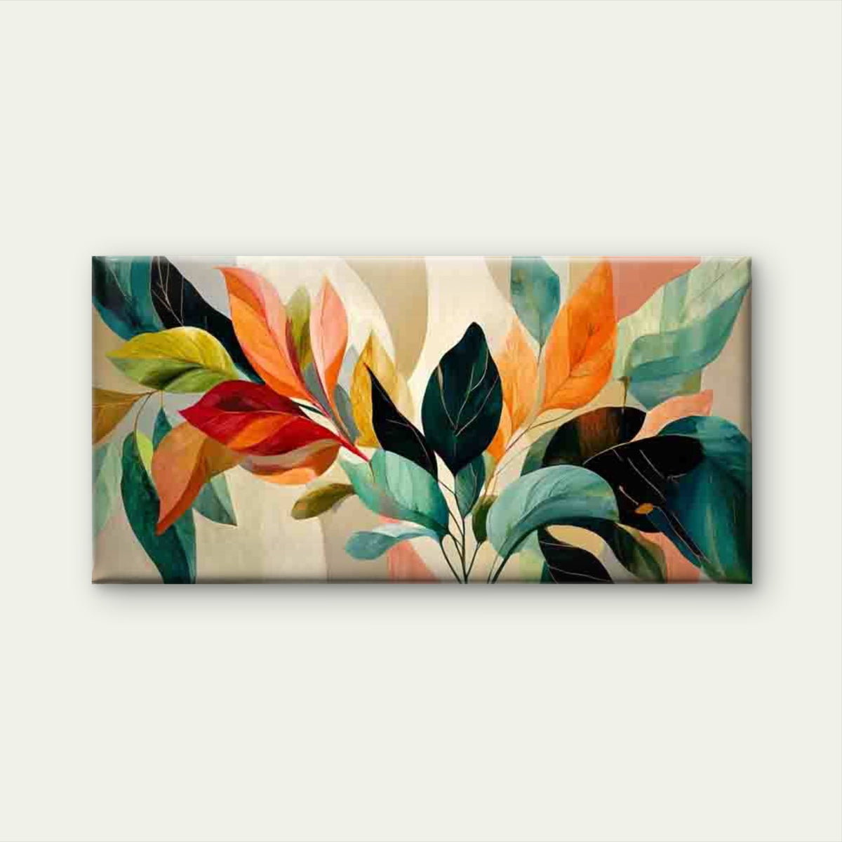 Colorful Abstract Autumn Leaves Wall Art Canvas Office Home Room Framed 120x60cm