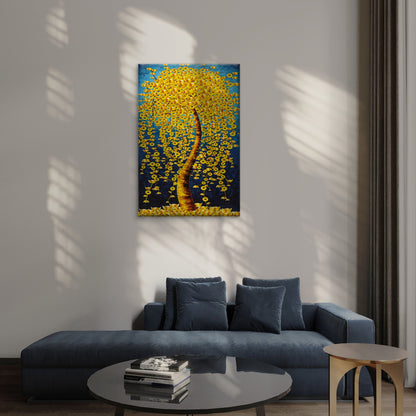 Yellow Flower Trees Painting Wall Art Decor 100% Australian Made