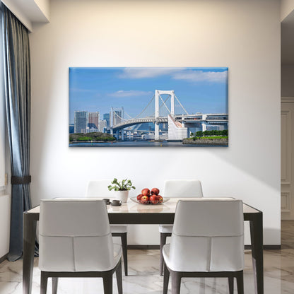 Rainbow Bridge Spanning Tokyo Wall Art Canvas Office Home Room Framed 120x60cm