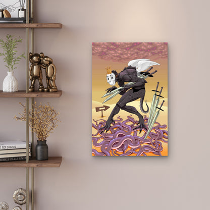 Five Swords Tarot Card Metal Print Ready to Hang