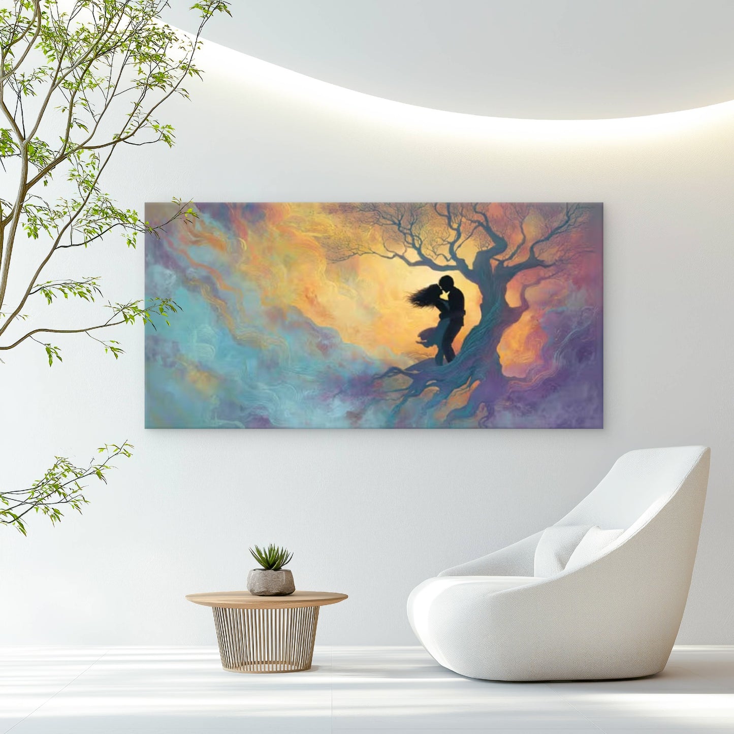 Romantic Couple Canvas Painting Wall Art Canvas Office Home Room Framed 120x60cm