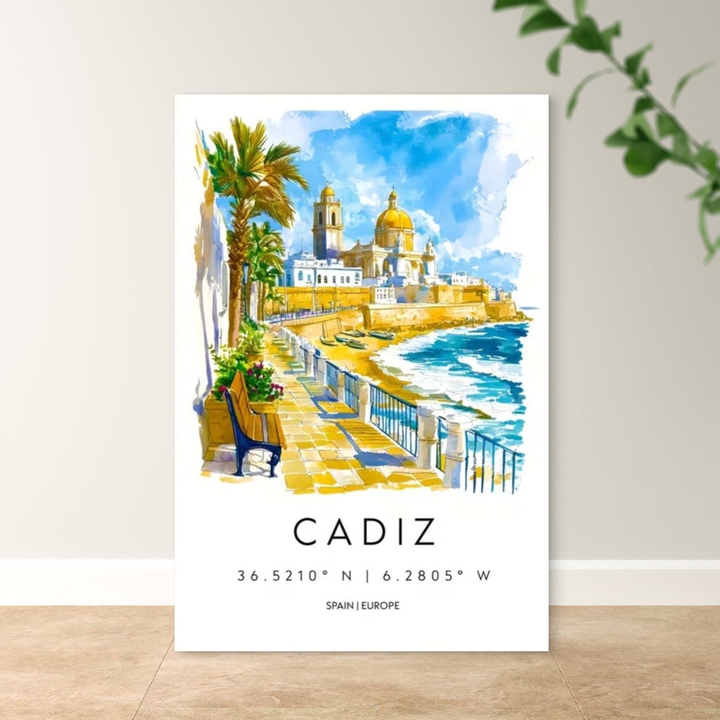 Classic Cadiz Spain Vibrant Art Travel Poster Print Wall Art