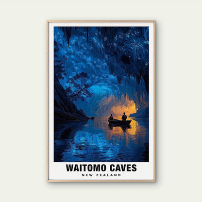 Waitomo Caves New Zealand Glowworm Grotto Travel Poster Print Wall Art