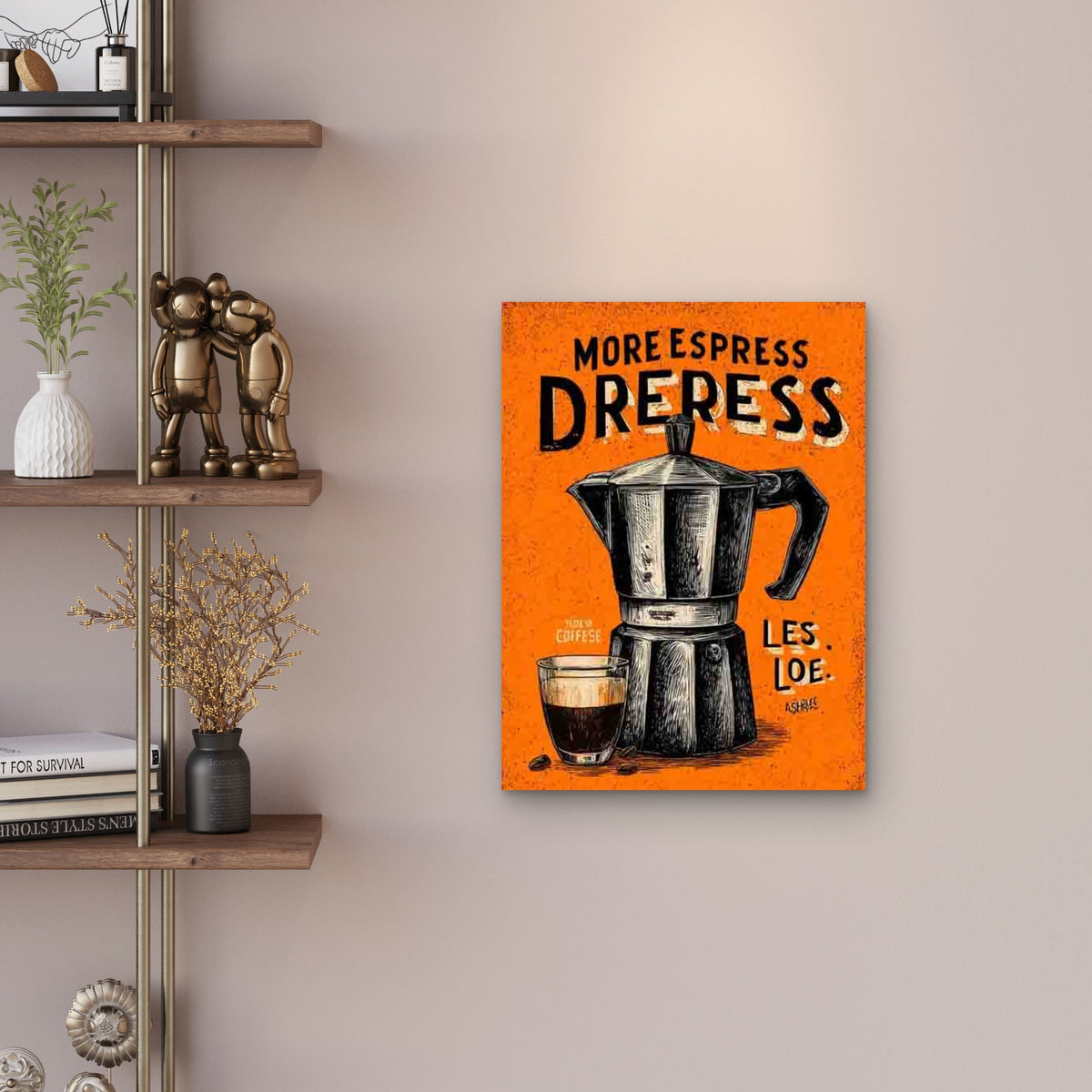 More Espresso Less Depresso Art Metal Print Ready to Hang