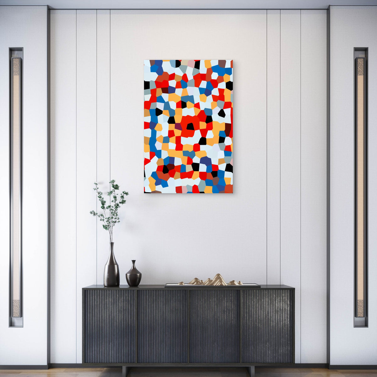 Colorful Abstract Mosaic Like Pattern 40x60cm Metal Print Ready to Hang