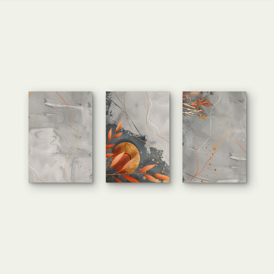 3pcs Terracotta Autumn Botanical Wall Art Set Canvas Framed 60x90cm - High Quality Print 100% Australian Made Wall Canvas Ready to Hang